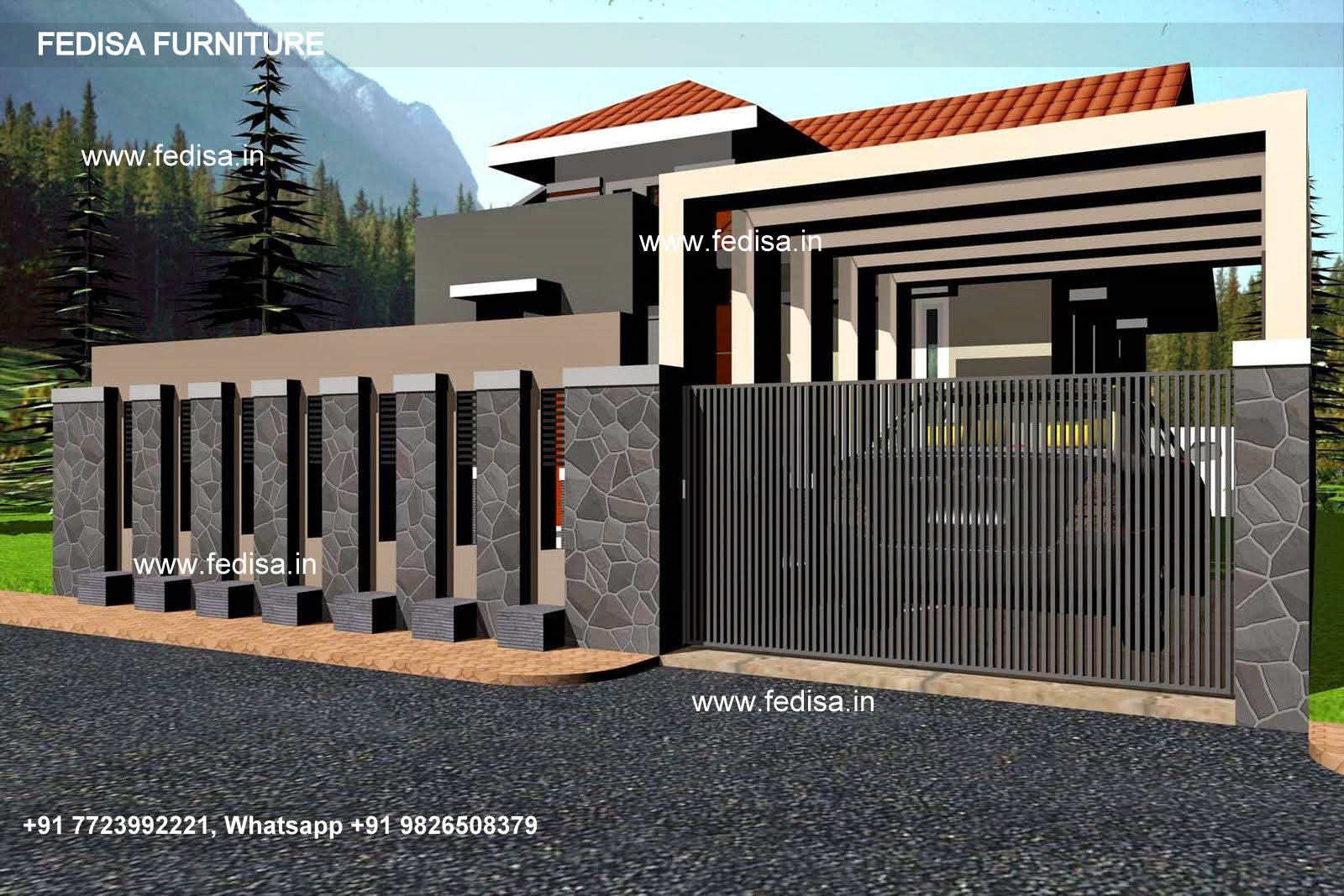 Low Cost Simple Gate Design For Small House Modern Metal And Wood Fence