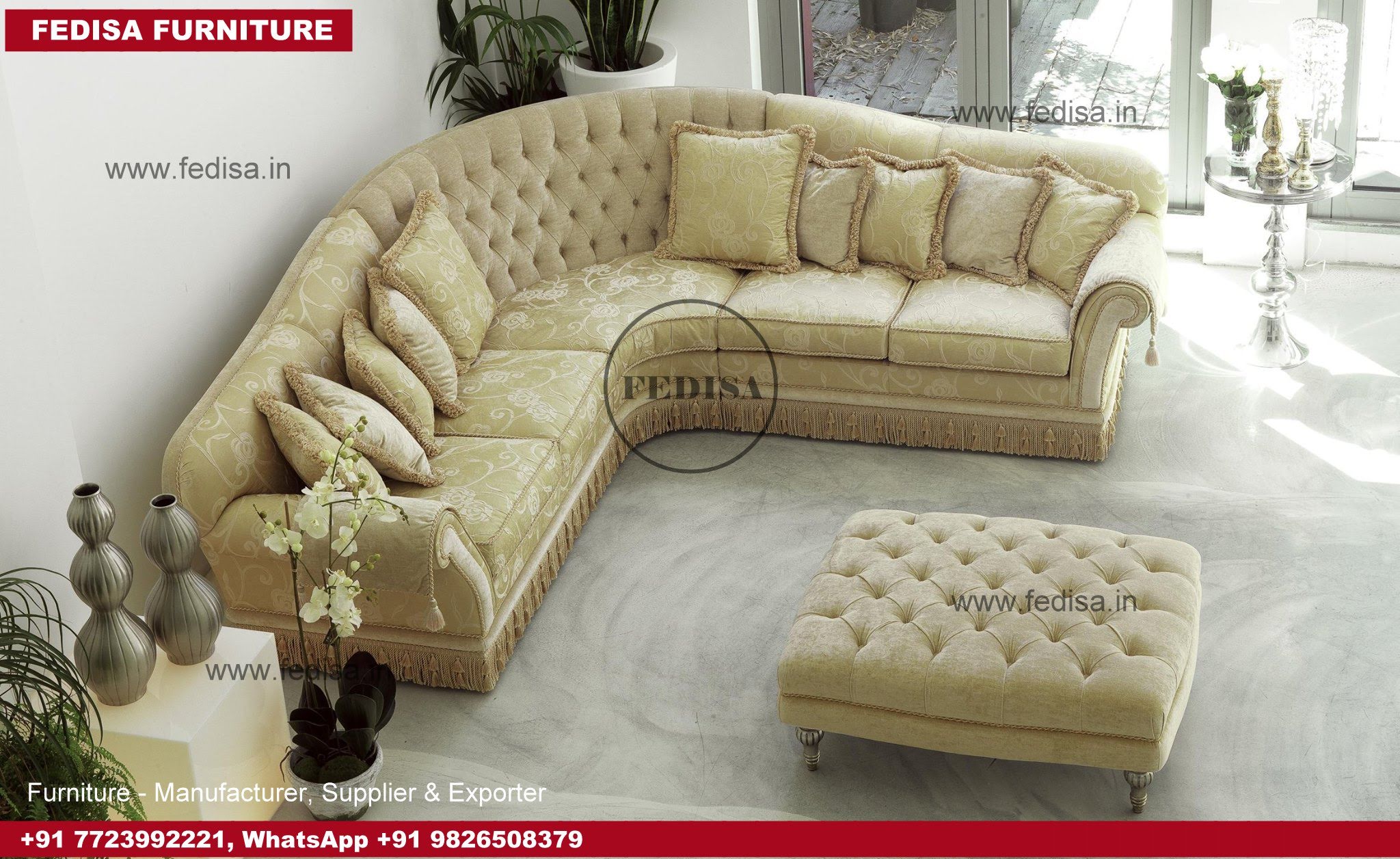 Luxury l shape sofa, leather l shape sofa set maharaja sofa