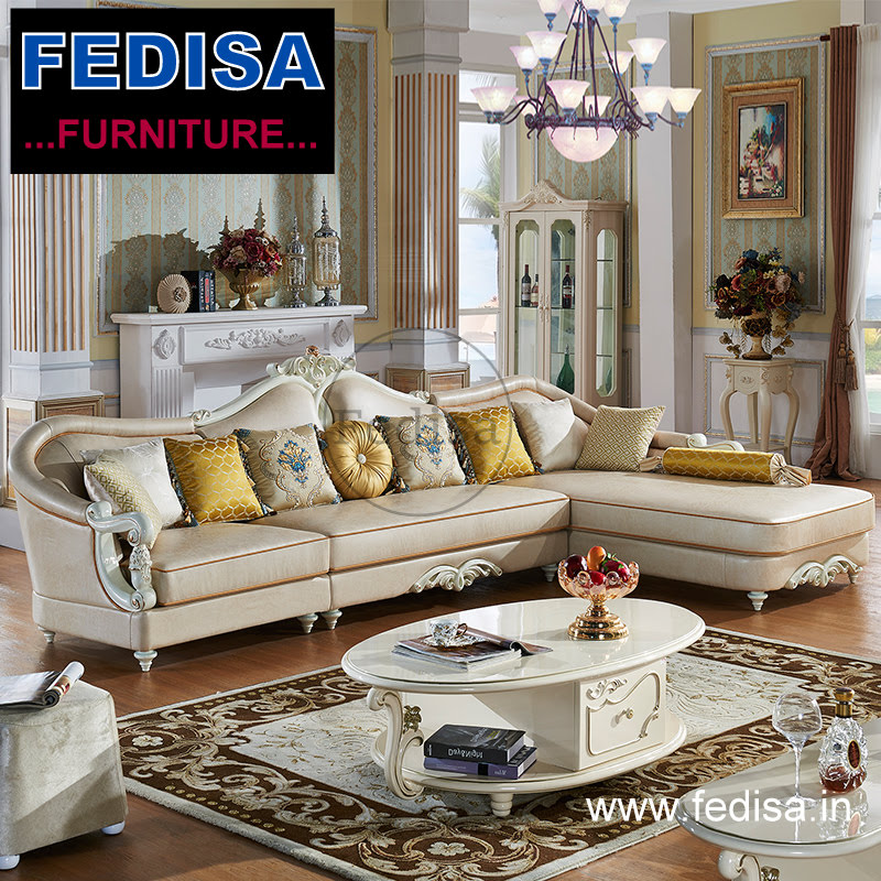 Luxury l shape sofa, leather sofa l iron sofa set