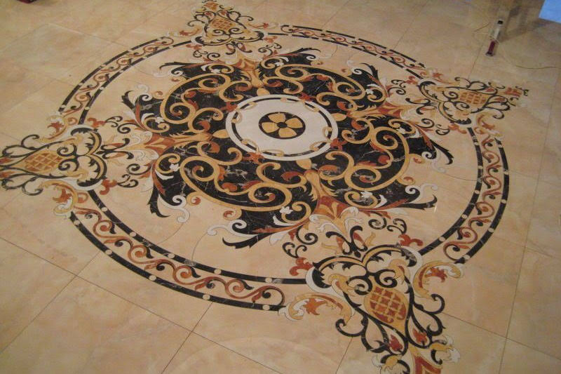 Simple Marble Border Patti Design Nero Marquina Marble Floor Center