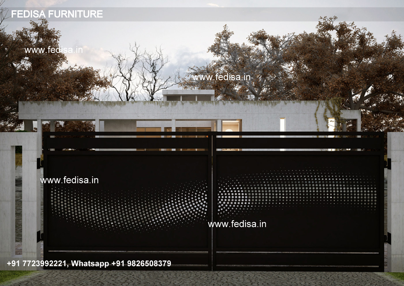 Ss Steel Gate Steel Temple Gate Design Boundary Wall Gate Pillar Design