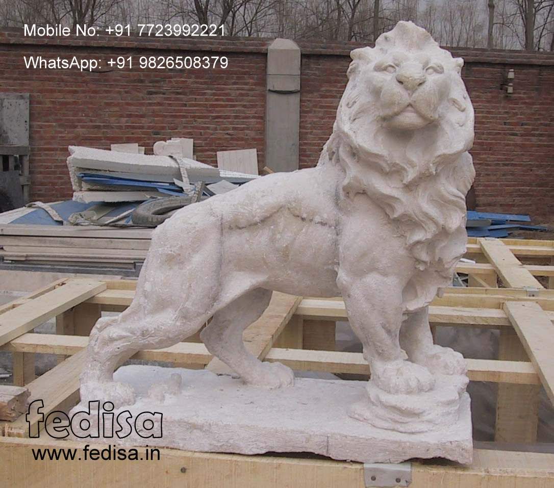 Stone Garden Animal Statues Custom Pet Sculpture Lion Head Statue