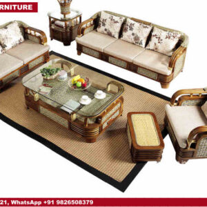 Cane Sofa Set, Bamboo Stick Chair Vintage Cane Settee