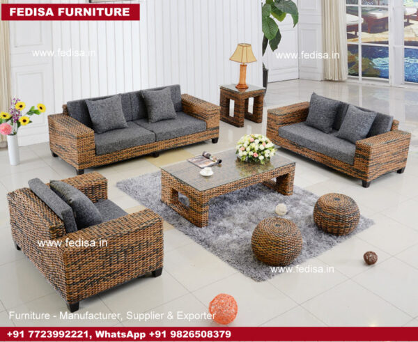 Cane Sofa Set, Cane Mudda Chair Outdoor Cane Ottoman