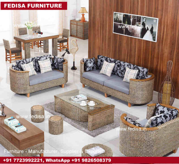 Cane Sofa Set, Cane Wood Bed Cane Bench