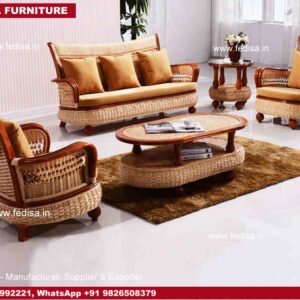 Cane Sofa Set, Rattan Cane Stool Cane Table