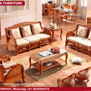 Cane Sofa Set, Coffee Table Cane Chair Cane