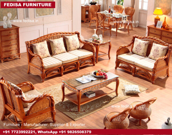 Cane Sofa Set, Coffee Table Cane Chair Cane