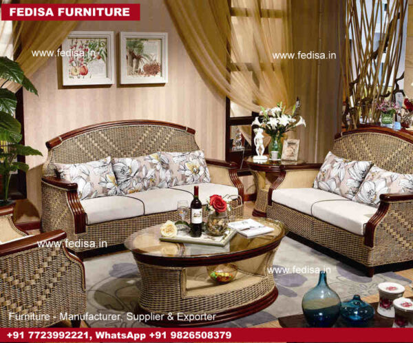 Cane Sofa Set, Pretzel Cane Furniture Cane Settee