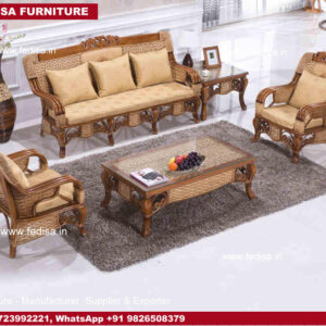 Cane Sofa Set, Chair With Rattan Seat Bamboo Cane Swing Chair