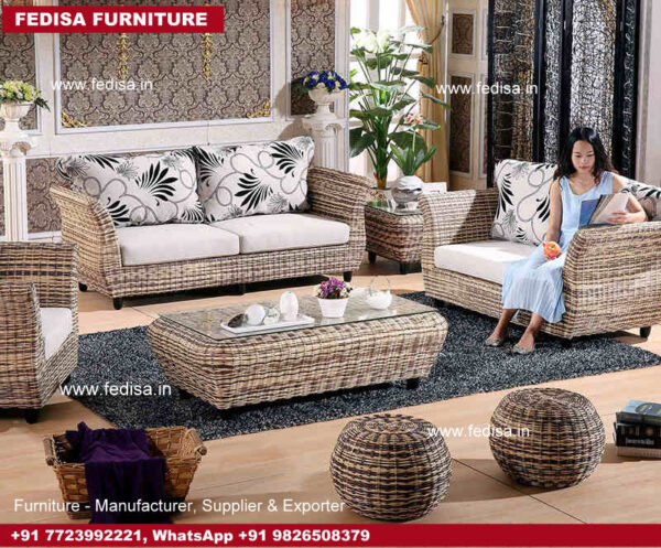 Cane Sofa Set, Balaji Cane Furniture Cane Coffee Table With Glass Top