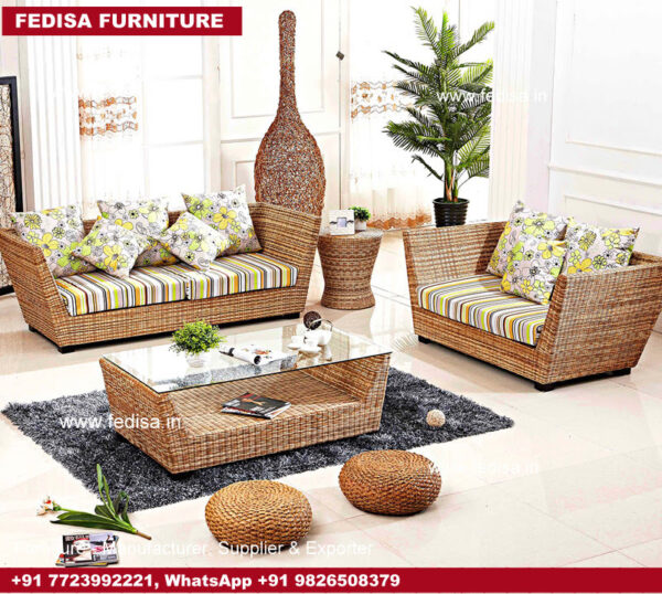 Cane Sofa Set, White Cane Table Cane Lounger
