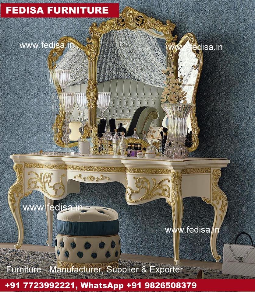 Mirrored Dressing Table, Solid Oak Dressing Table Desk And Dressing Table