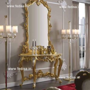 Mirrored Dressing Table, Oak Makeup Vanity Dressing Table Set Up