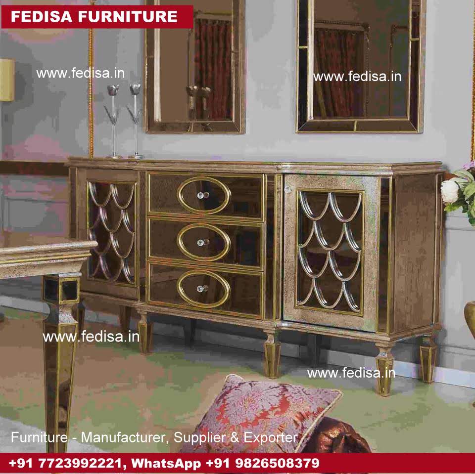 Mirrored Dressing Table, Large Vanity Table Glitter Dressing Table