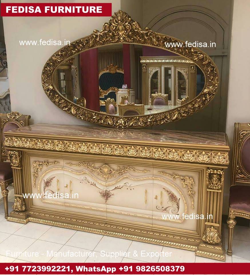 Mirrored Dressing Table, Dressing Console Long Vanity Table