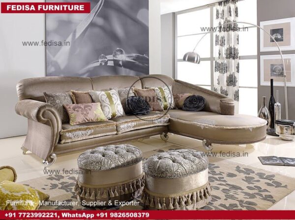 Classical Luxury l shape sofa, white leather l shaped couch urban ladder sofa