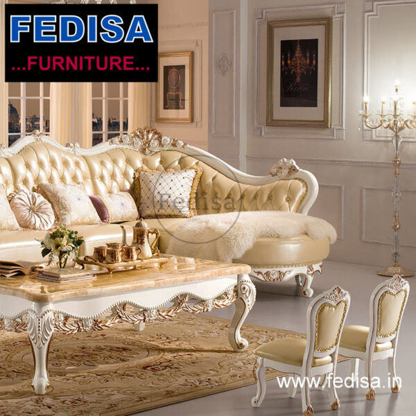 Classical Luxury l shape sofa, white leather l shaped sofa sofa and chair set