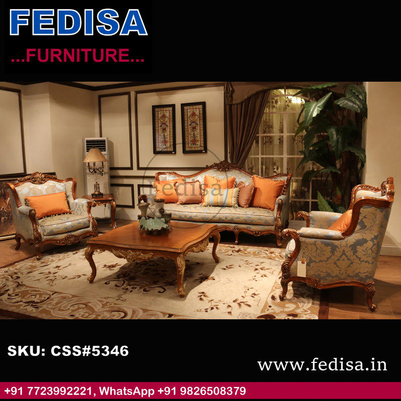 Luxury Classic Sofa Set Orange Sofa Set Blue L Shaped Sofa Ss Sofa