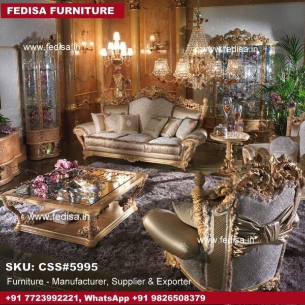 Luxury Classic Sofa Set 5 Seater Sofa L Shape Wooden Setty Set 3 Piece Sofa Set Sale