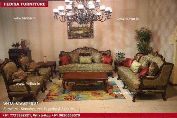 Luxury Classic Sofa Set Teal L Shaped Sofa 5 Seater Sofa With Table Bent Sofa Set