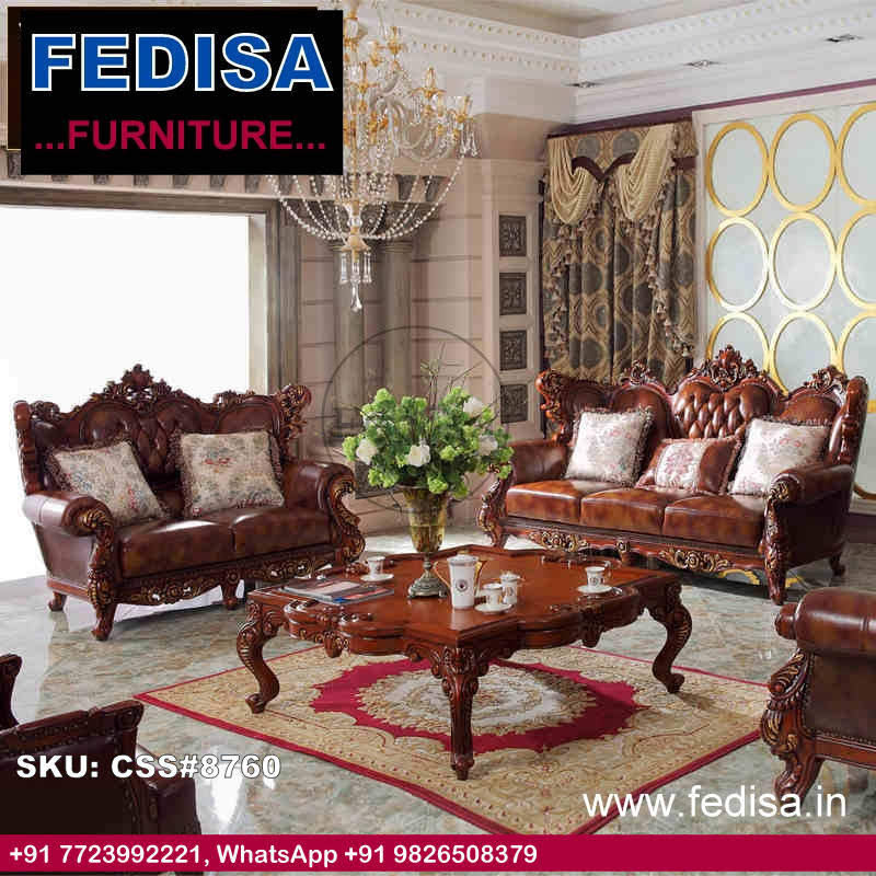 Classic Sofa Set 4 Seater L Shape Sofa Royal Blue Living Room Set Sheesham Sofa Set