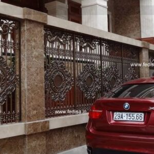 Staircase Design With Wood And Glass Window Round Grill Design Home Front Side Railing Design
