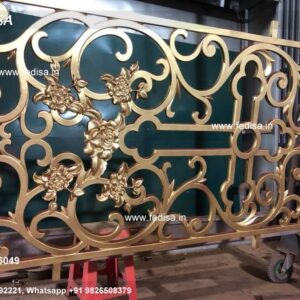 Steel Railing Flower Design Wooden Door With Ss Grill New Design Balcony Railings