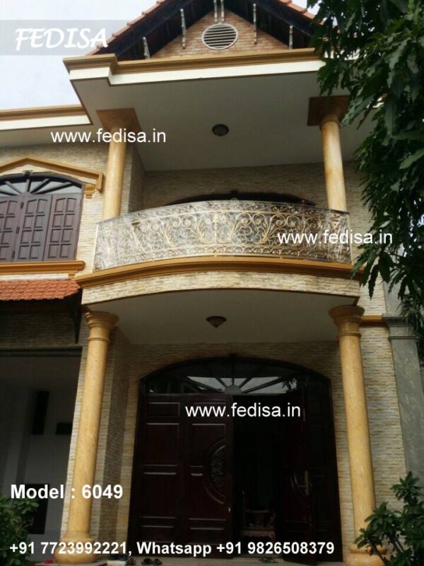 Iron Steel Grill Design House Top Railing Design Round Bar Grill Design