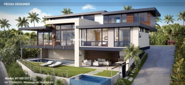 Modern Two Storey House Designs Luxury Villa With Pool Outer Wall Colour Apartment Layout