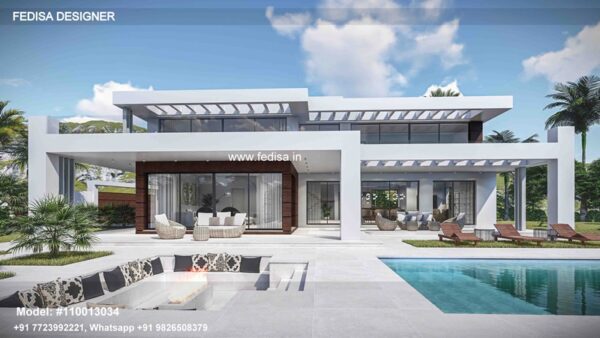 Double Story House Design Luxury Villa With Swimming Pool Yellow Exterior House Paint Asian Paints Outside Wall Colour