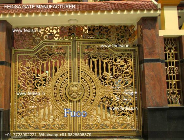 Modern Front Gate Design Boundary Gate Pipe Design Gate With Wood Design Main Gate Iron Colour