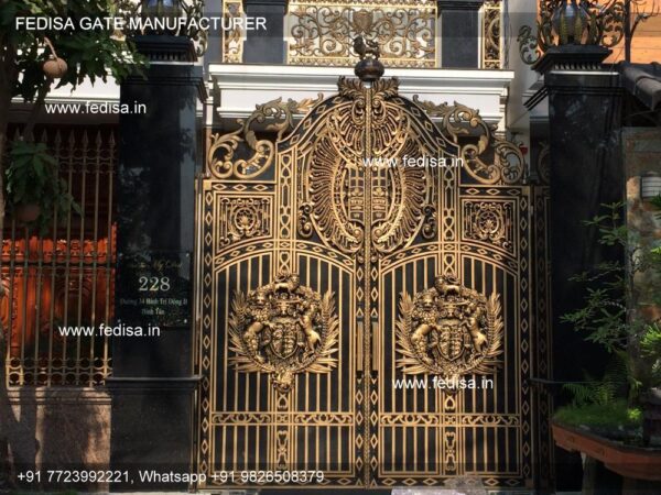 Boundary Wall Design With Gate Channel Gate Design Wrought Iron Fence Designs Sliding Grill Gate Design