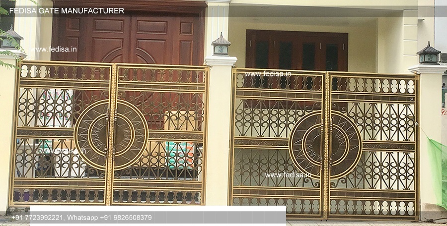 Modern Front Gate Design Sliding Compound Gate Sliding Iron Main Gate Design Steel Loha Mix Gate
