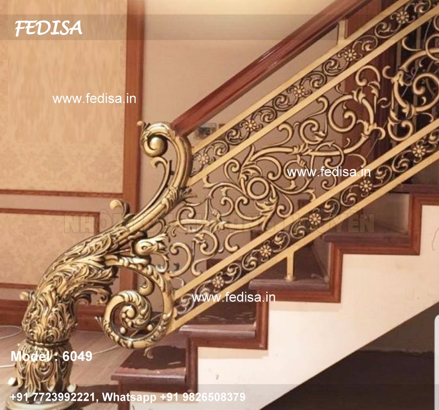 Luxury Classic Staircase With Wooden Railing Wood Slab Stairs Wrought Iron And Wood Banisters