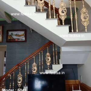 Luxury Classic Small Wooden Staircase Cherry Wood Stairs Dark Wood Banister