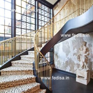 Luxury Classic Simple Wood Stair Railings Black Wood Banister Circular Staircase