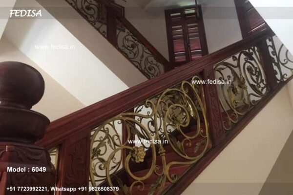 Luxury Classic Steel Rods For Stairs Wrought Iron Handrails For Stairs Metal Newel Posts Stairs