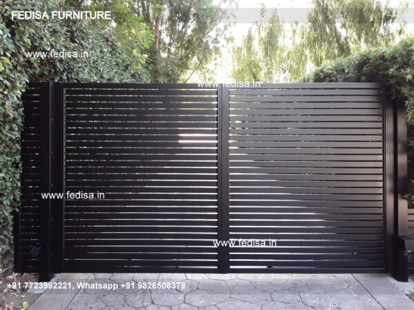 Modern Steel Gate Design Modern Metal And Wood Fence Big Gate With Small Gate Pinterest Main Gate Design Main Gate Design