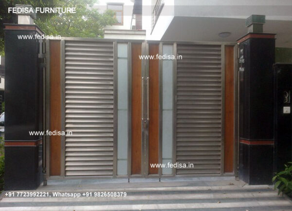 Best Gate Design Modern Metal And Wood Fence Boundary Wall With Grill Design Pinterest Main Gate Design Main Gate Design