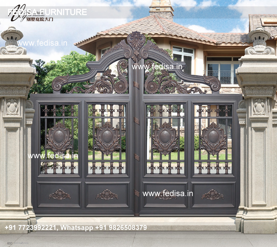 Iron Main Gate Design Modern Metal And Wood Fence Outdoor Iron Gate ...