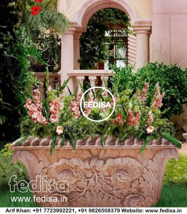 White Marble Plant Pot 12 Inch Pot Shallow Flower Pots
