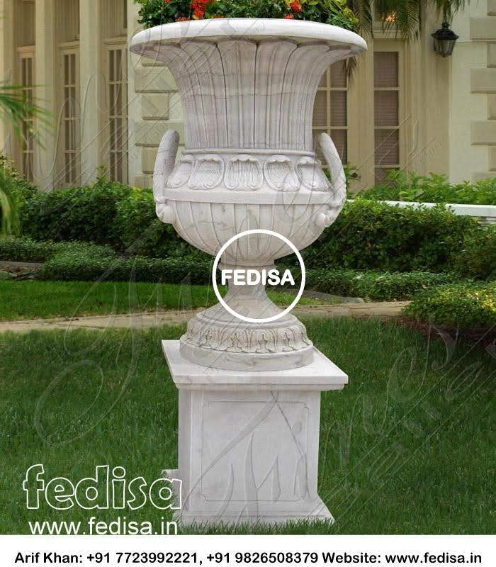 Marble Plant Pot Large Square Plant Saucer Stacking Flower Pots