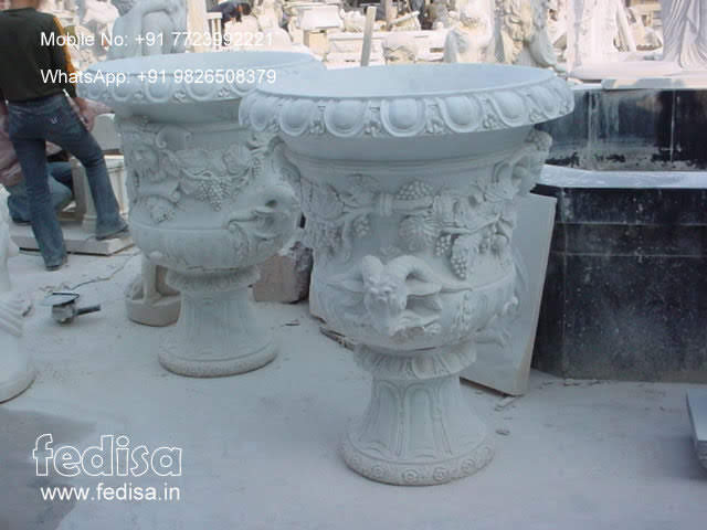 White Marble Flower Pot Copper Hanging Planter Spotlight Plant Pots