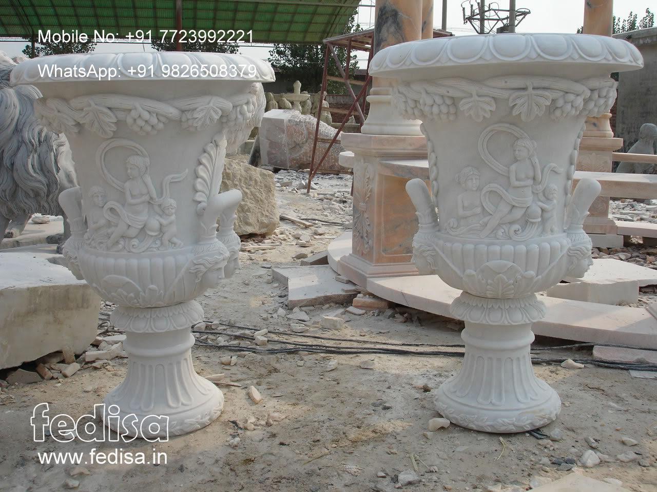 Marble Plant Pot Outdoor Plant Pot Set Simple Flower Pot