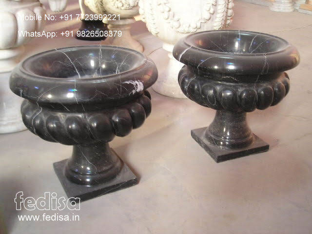 Marble Plant Holder 14 Inch Plant Pot Ceramic Pot With Saucer