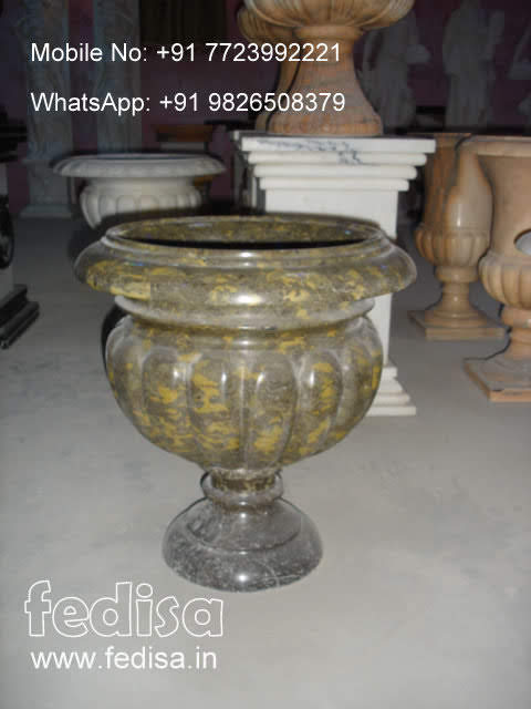 Marble Plant Pot Outdoor Face Pot Plant Cylinder Plant Pot