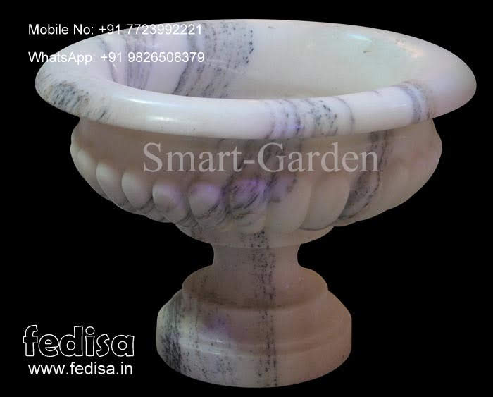 Marble Effect Plant Pot Artificial Plants With Pots Terrace Garden Pots