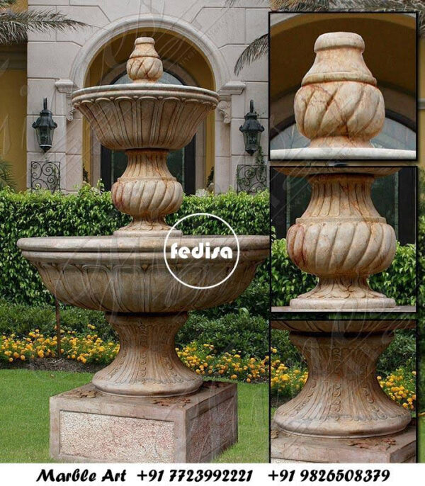 Marble Fountain For Garden Solar Powered Bird Bath Bubbler Spiral Water Feature