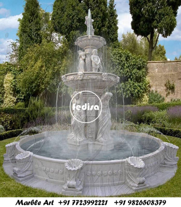Marble Wall Fountain Alpine Rock Waterfall Fountain With Led Lights Cherub Fountain